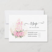 ピンクの幾何学的な水の色の結晶 出欠カード (正面)