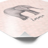 ピンクの幾何学的な背景を持つ象の少女 フォトプリント            (角)