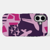 ピンクの幾何学的な飛行機のパターン旅行愛好家ケース Case-Mate iPhoneケース (裏面 (横))
