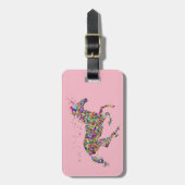 ピンクの幾何学的カラフルユニコーン ラゲッジタグ (正面縦)
