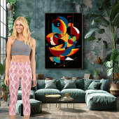 ピンクの幾何学的デザインとカスタム文字とロゴ カプリレギンス