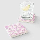 ピンクの幾何学的パターン ストーンコースター (横)