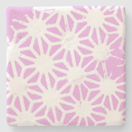 ピンクの幾何学的パターン ストーンコースター