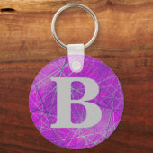 ピンクの幾何学的抽象芸術 キーホルダー (正面)