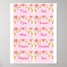 ピンクの座席表テンプレート ポスター