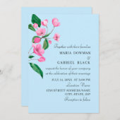 ピンクの庭が咲く。春結婚自然 招待状 (正面/裏面)