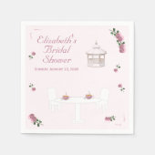 ピンクの庭でのお茶会 ブライダルシャワー スタンダードカクテルナプキン (正面)