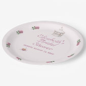 ピンクの庭でのお茶会 ブライダルシャワー ペーパープレート (アングル)