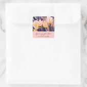 ピンクの庭のチューリップ – 香りの付いたロウソクまたはソープラベル スクエアシール (バッグ)