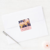 ピンクの庭のチューリップ – 香りの付いたロウソクまたはソープラベル スクエアシール (封筒)