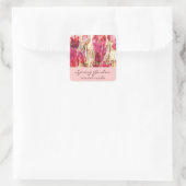 ピンクの庭のチューリップ – 香りの付いたロウソクまたはソープラベル スクエアシール (バッグ)