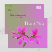 ピンクの庭の花のサンキューポストカード ポストカード (正面/裏面)