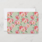 ピンクの庭の花の水色は日付を保存 招待状 (裏面)