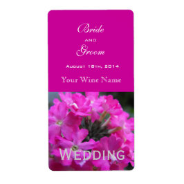 ピンクの庭の花結婚のワインラベル。 ラベル