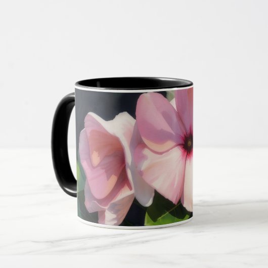 ピンクの庭の花 フローラルアートマグ マグカップ (正面左)