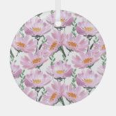 ピンクの庭の花:手描きシームレス。 ガラスオーナメント (正面)