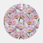 ピンクの庭の花:手描きシームレス。 ガラスオーナメント (裏面)