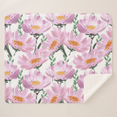 ピンクの庭の花:手描きシームレス。 シェルパブランケット (正面(横))