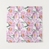 ピンクの庭の花:手描きシームレス。 タペストリー (正面(横))