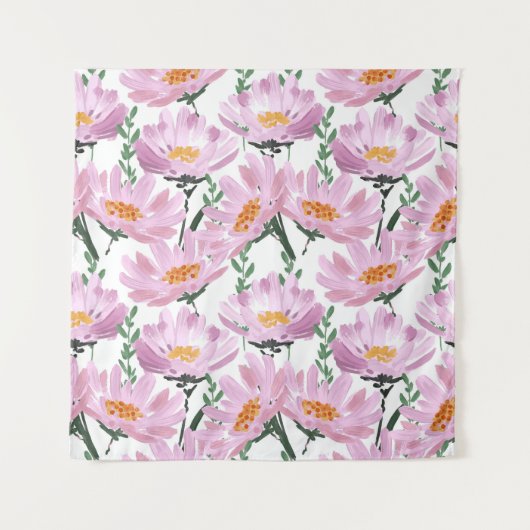 ピンクの庭の花:手描きシームレス。 タペストリー (正面)