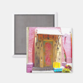 ピンクの建物がドアノッカーを集める マグネット (正面/裏面)