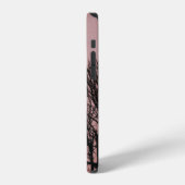 ピンクの建物の前の葉のない木 iPhoneケース (左側面)