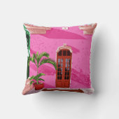 ピンクの建物構造 クッション (裏面)