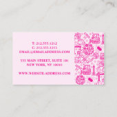 ピンクの建築設計図のエンジニアパターン 名刺 (裏面)