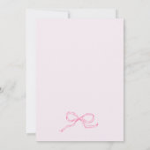 ピンクの弓お洒落手引き赤予測できなちゃんシャワー 招待状 (裏面)