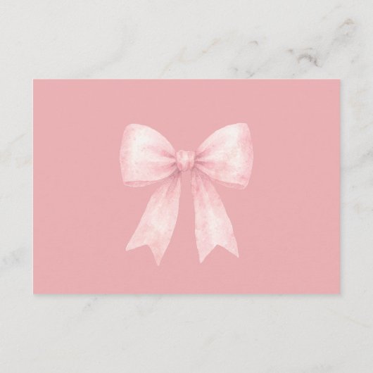 ピンクの弓かぼちゃおむつラッフルカードベビーシャワー エンクロージャーカード (裏面)