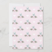 ピンクの弓かわいいクマかわいいキューブウィンターガールベビーシャワー 招待状 (裏面)