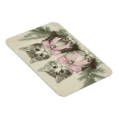 ピンクの弓がフレキシブルなヴィンテージクリスマスキテンス マグネット (右側)