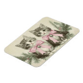 ピンクの弓がフレキシブルなヴィンテージクリスマスキテンス マグネット (左側)