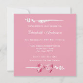 ピンクの弓が付いているエレガントな女の子のベビーシャワーのベビーの足 招待状 (裏面)