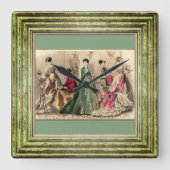 ピンクの弓が付いているビクトリアンな服 スクエア壁時計 (正面)