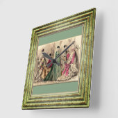 ピンクの弓が付いているビクトリアンな服 スクエア壁時計 (傾斜)