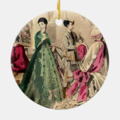 ピンクの弓が付いているビクトリアンな服 セラミックオーナメント (裏面)