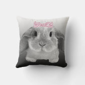 ピンクの弓が付いている愛らしく小さいバニー クッション (裏面)