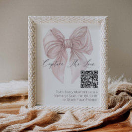 ピンクの弓が愛のハッシュタグをキャプチャ ポスター