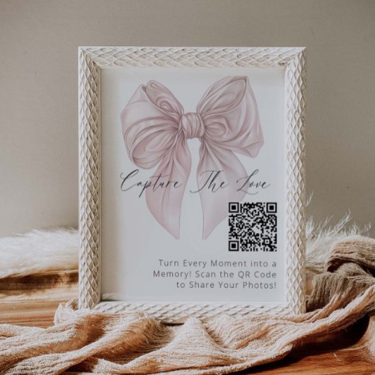 ピンクの弓が愛のハッシュタグをキャプチャ ポスター