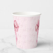 ピンクの弓その女の子の赤ちゃんシャワー 紙コップ (右)