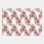 ピンクの弓でクリスマスラッピング紙 ラッピングペーパーシート (正面)