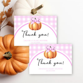 ピンクの弓でパンプキ感謝していンお前の赤ちゃんシャワー サンキューカード