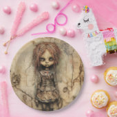 ピンクの弓で不気味な人形 ペーパープレート (パーティー)