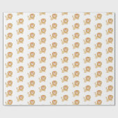 ピンクの弓で可愛いジャンプ獅子 ラッピングペーパー (フラット)