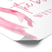 ピンクの弓で花嫁をシャワーで愛のサイン ポスター (角)