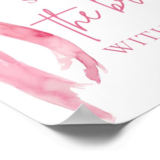 ピンクの弓で花嫁をシャワーで愛のサイン ポスター (角)