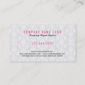 ピンクの弓で黒と白のバロック様式のダマスク 名刺 (裏面)