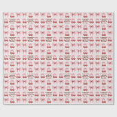 ピンクの弓とさくらんぼコケット名誕生日年齢 ラッピングペーパー (フラット)