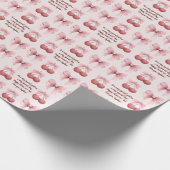 ピンクの弓とさくらんぼコケット名誕生日年齢 ラッピングペーパー (角)